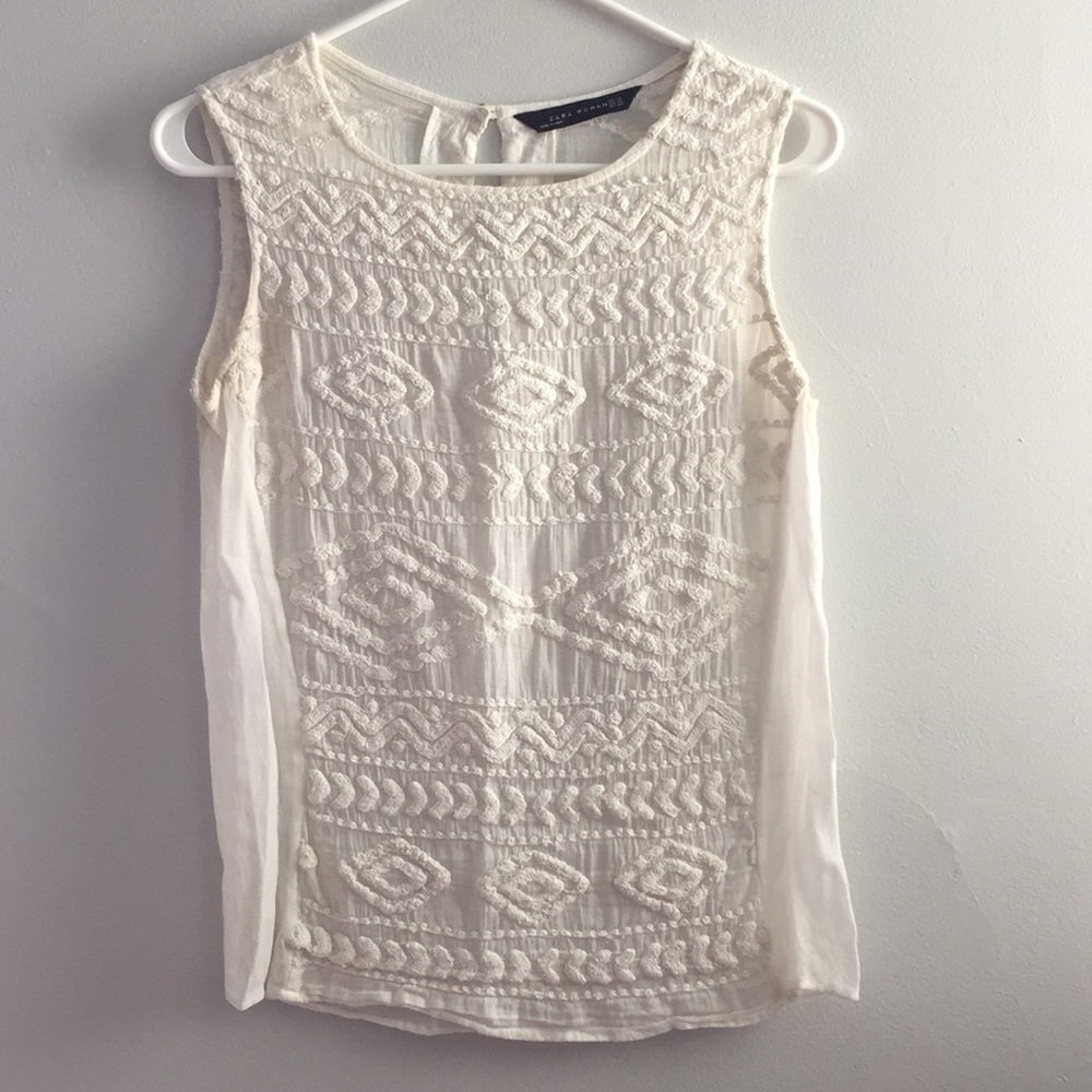 Zara embroidered tank